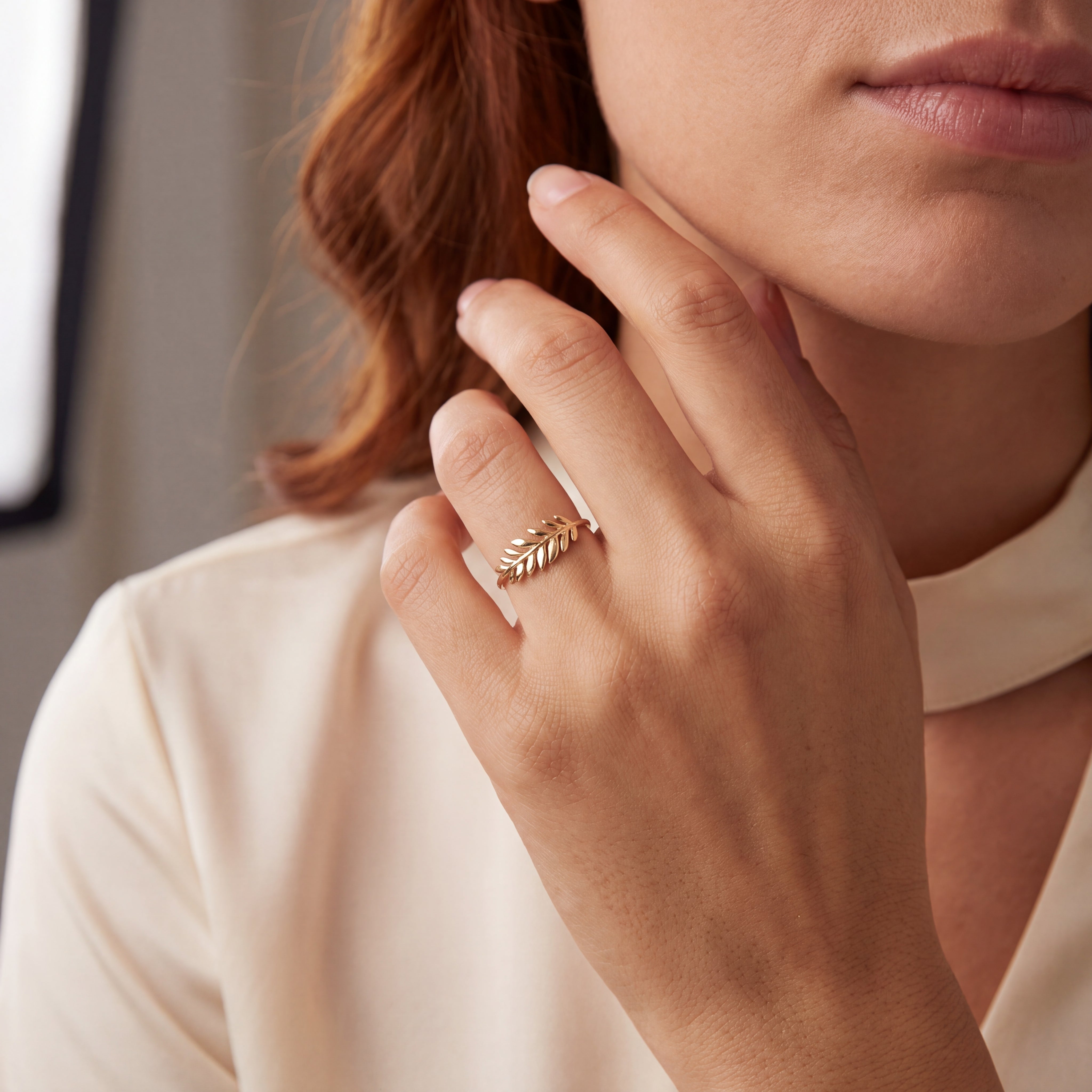 Yellow Gold Leaf Ring