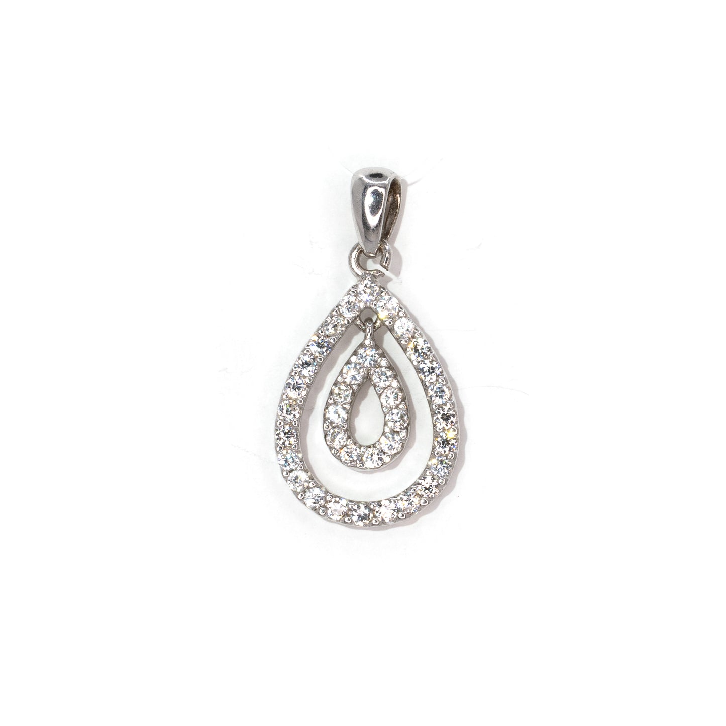 Double Teardrop Silver Pendant