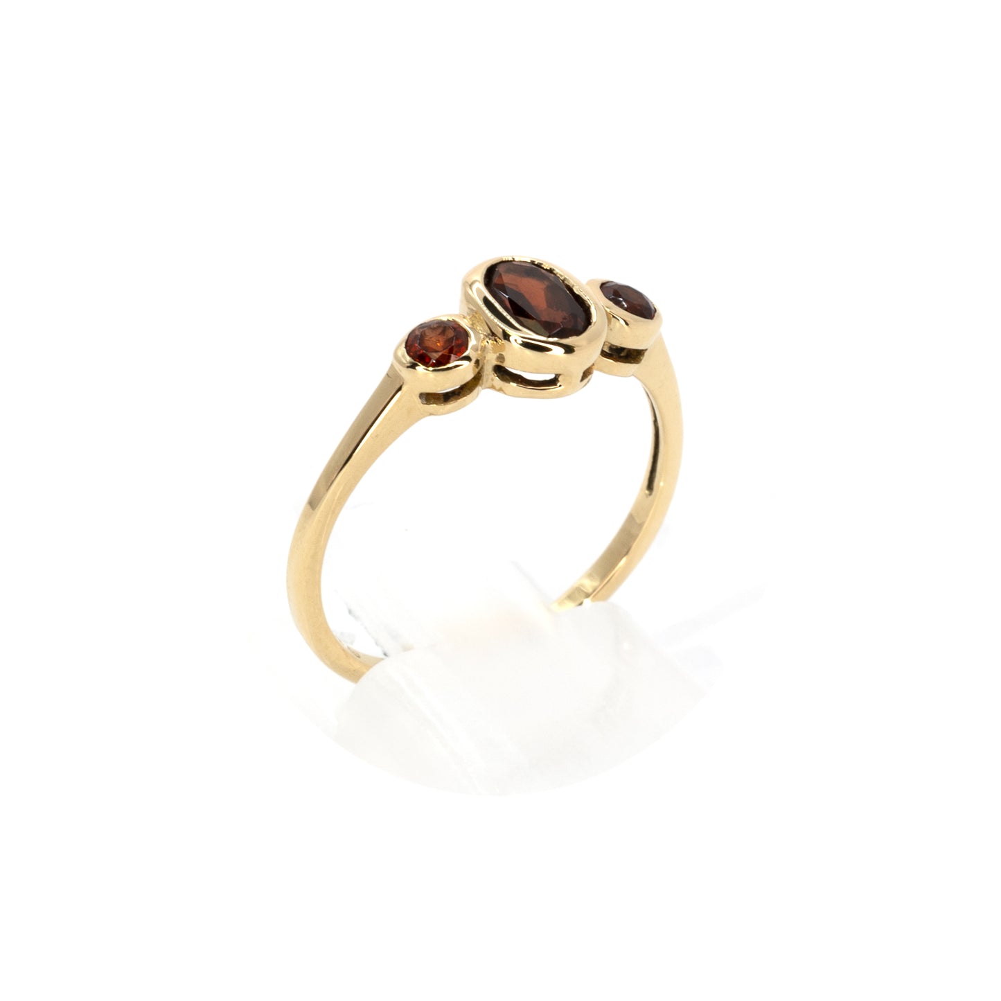 Bezel Set Three Gem Gold Ring