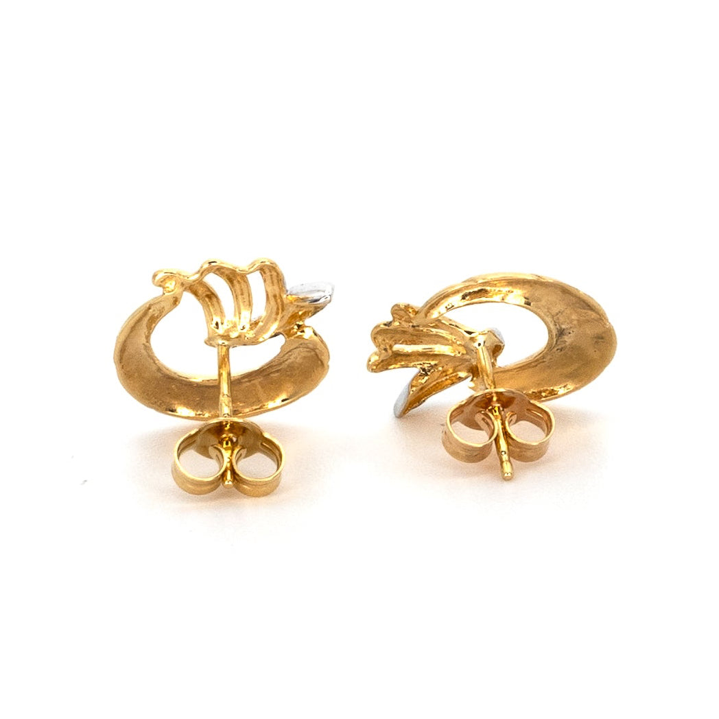 Bi-colour Round Wreath Stud Earrings