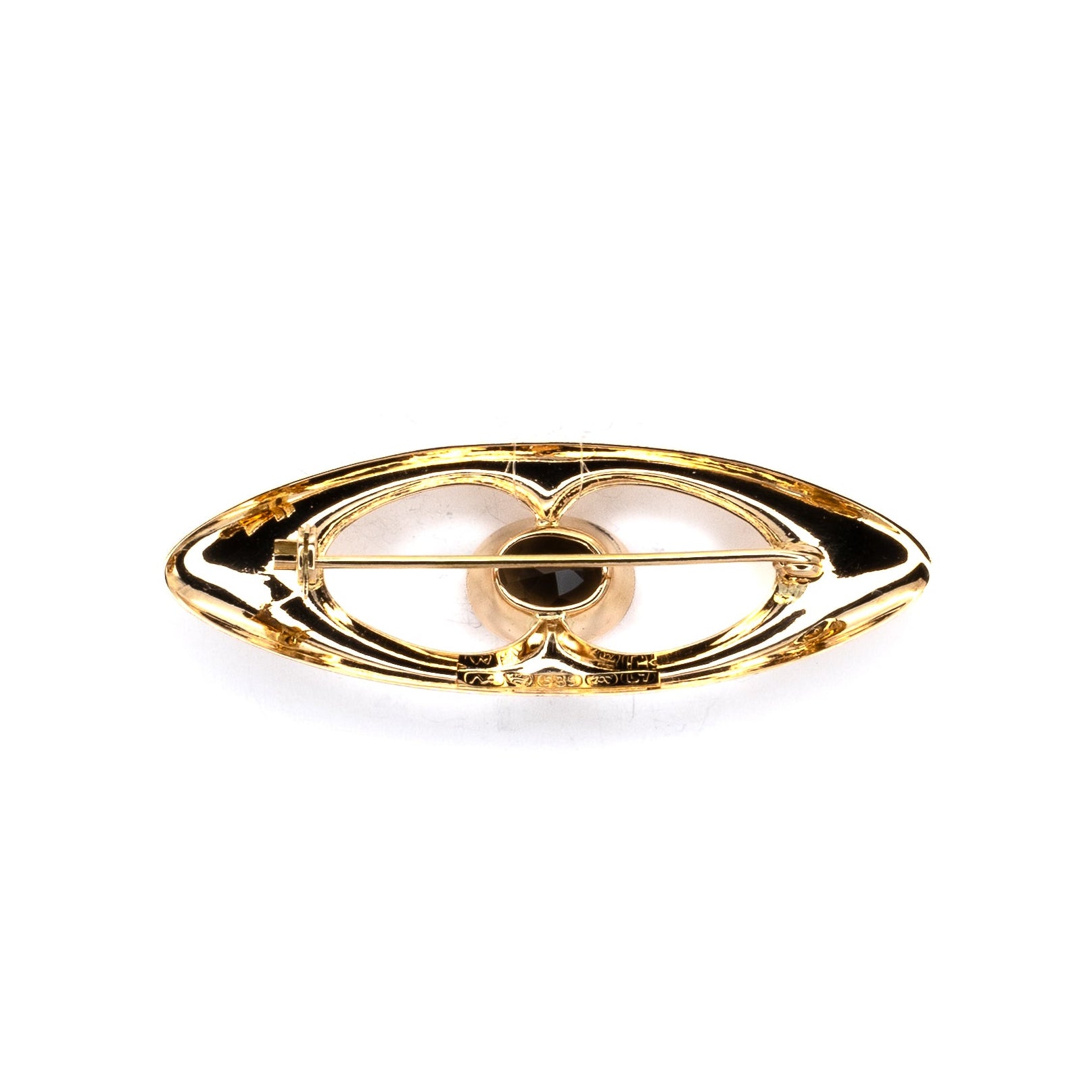 Gold Brooch with Smoky Quartz