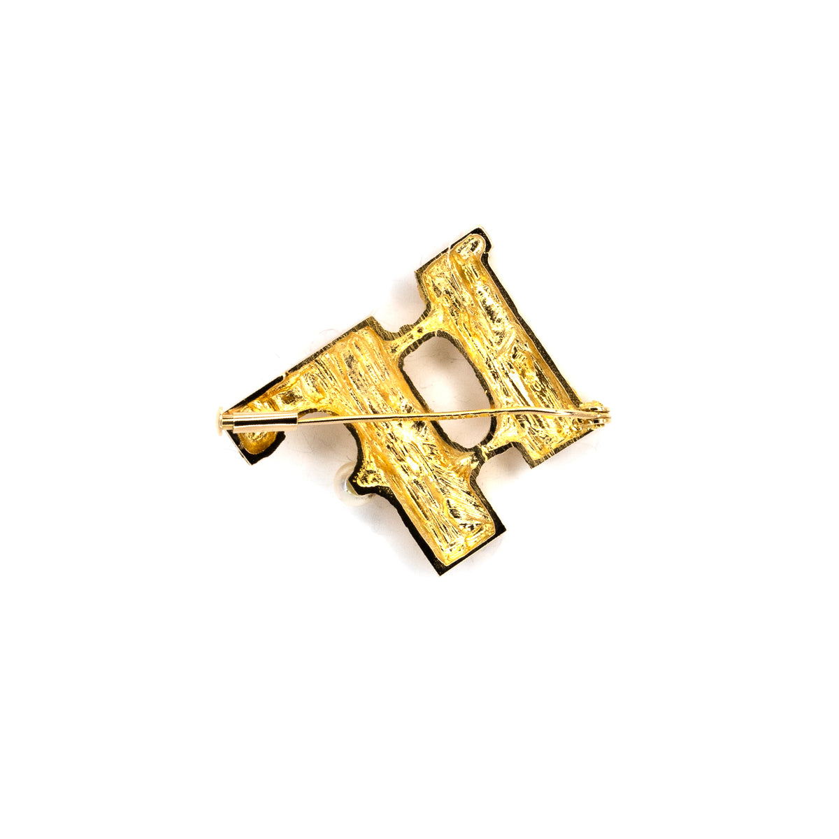 Yellow Gold Pearl Brooch