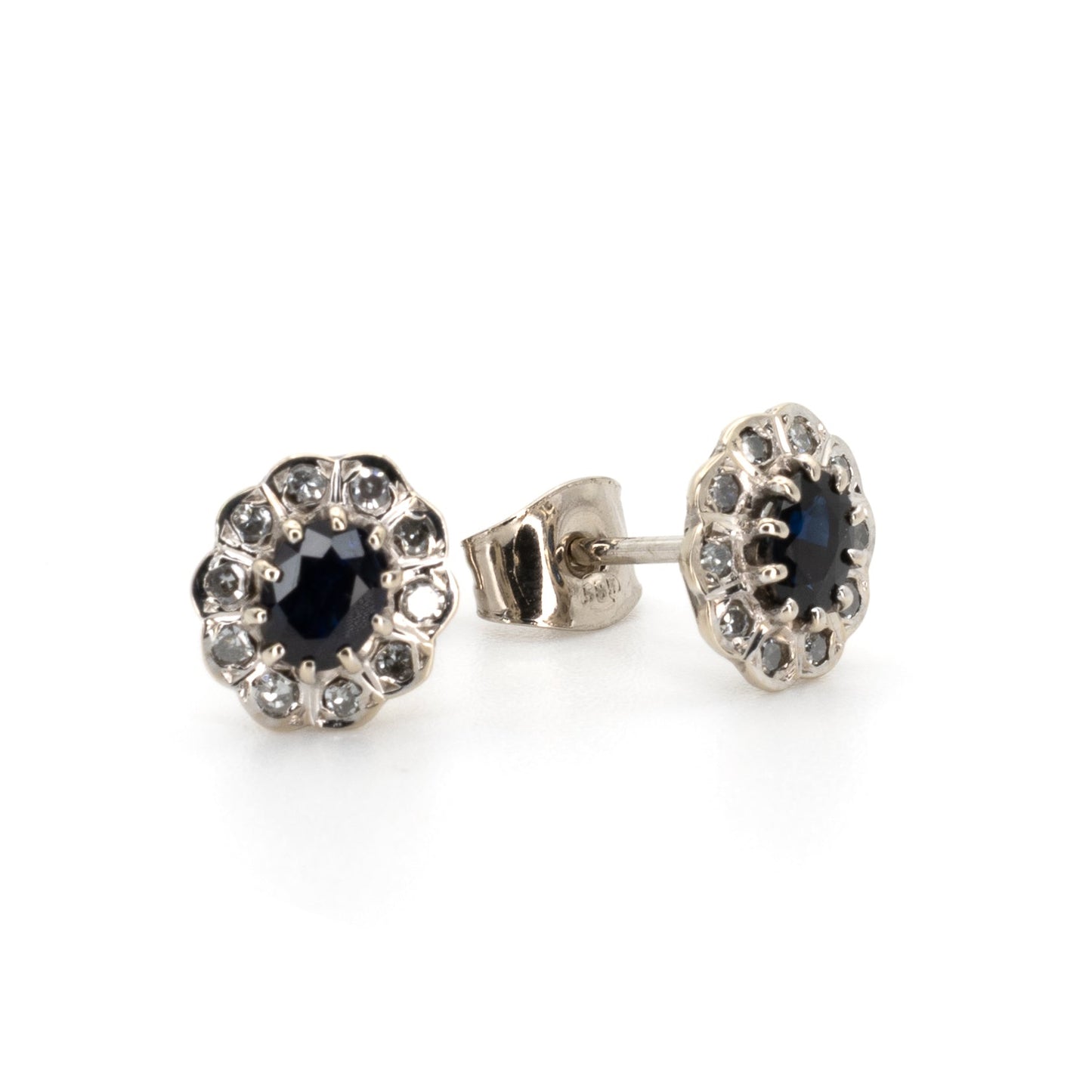 Vintage Diamond Blue Stud Earrings