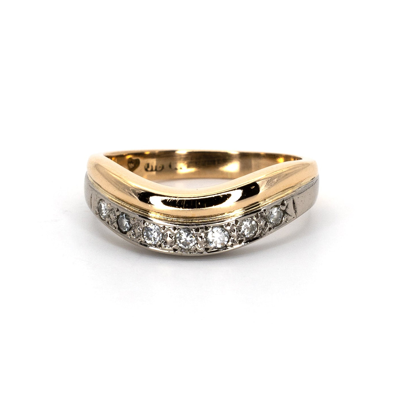 Soft Wave Diamond Yellow & White Gold Ring