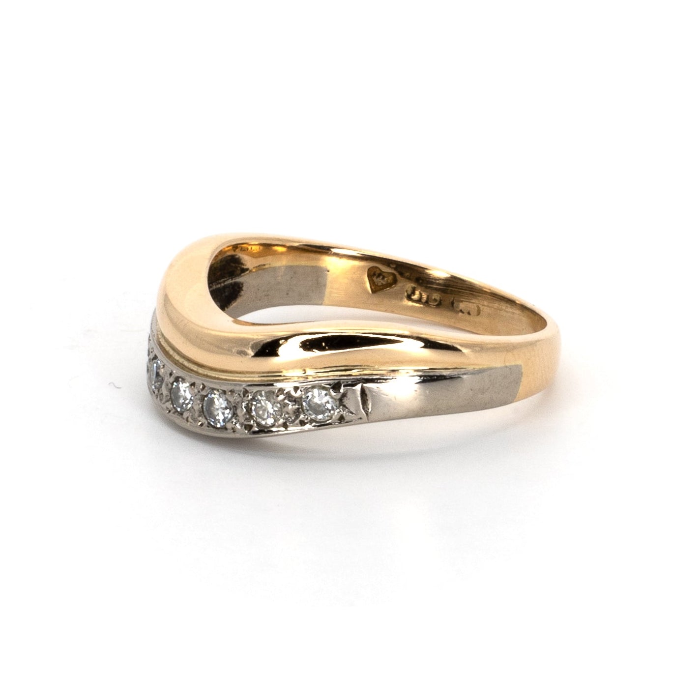 Soft Wave Diamond Yellow & White Gold Ring