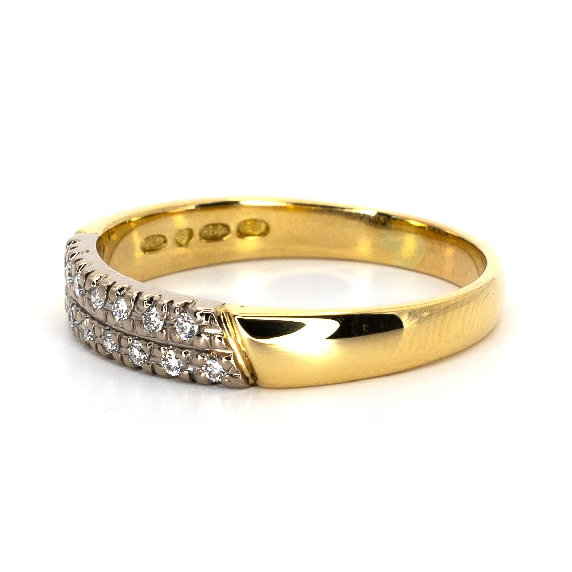 Double Row Diamond Gold Band Ring
