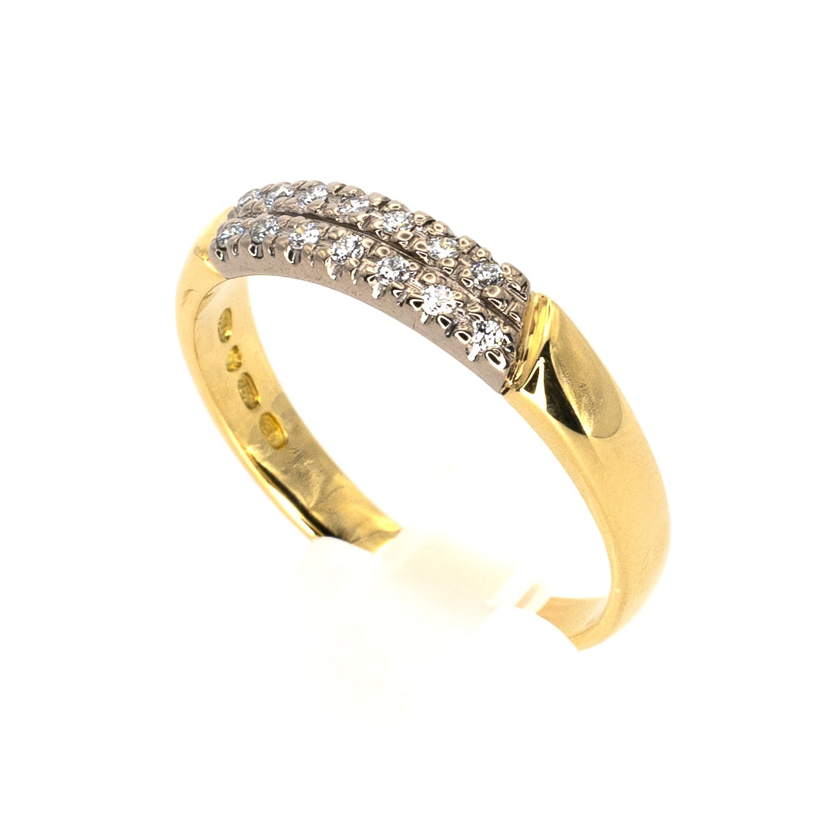 Double Row Diamond Gold Band Ring