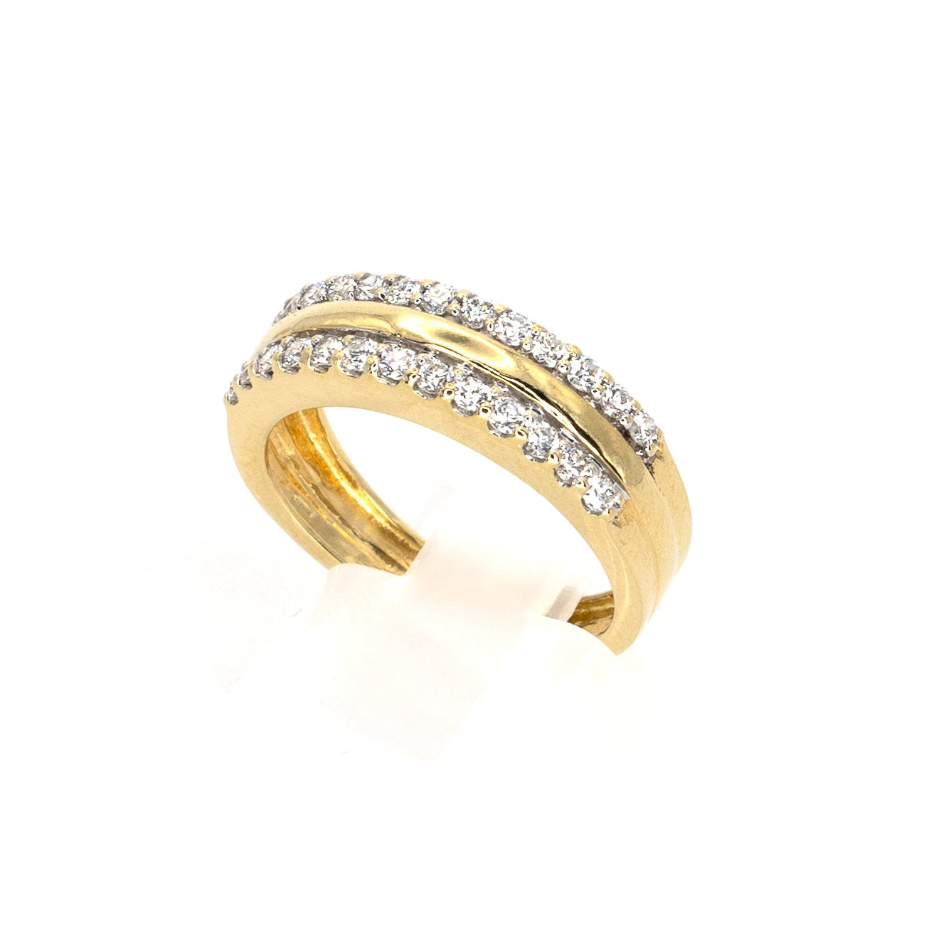 Double Diamond Row Gold Ring