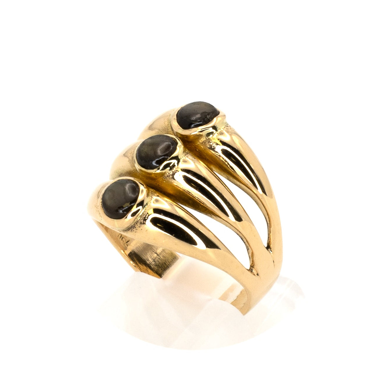 Stack Illusion Gold Gem Ring with Rare Sheen Sapphires