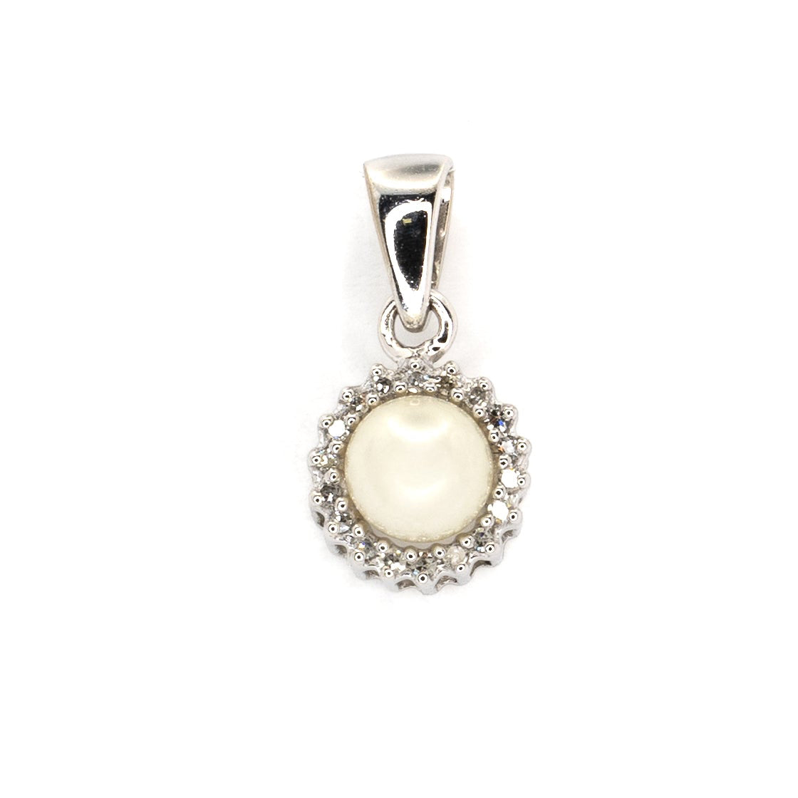 Pearl Pendant with Diamonds White Gold