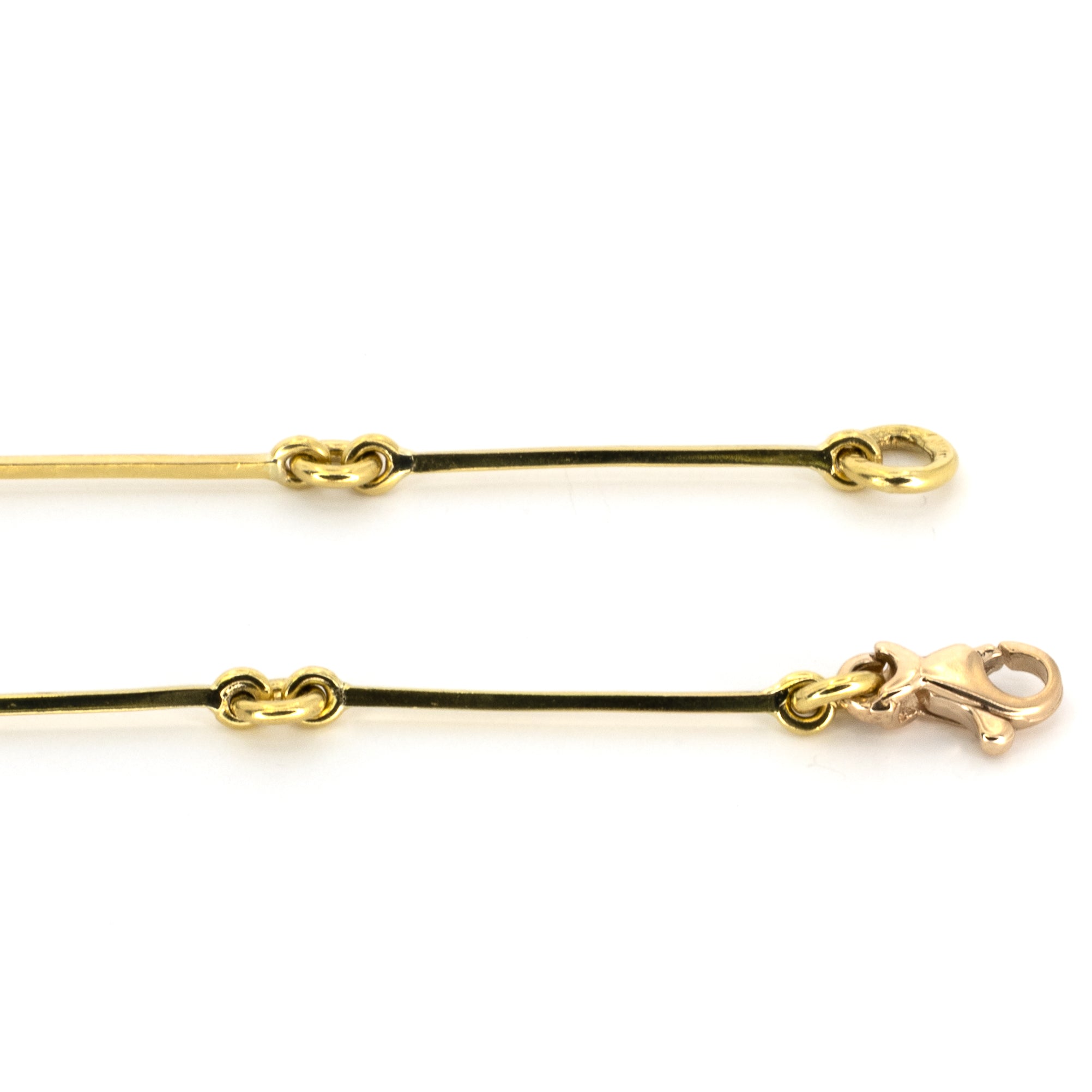 Bar Chain with Garnet and Gold Nugget Charm