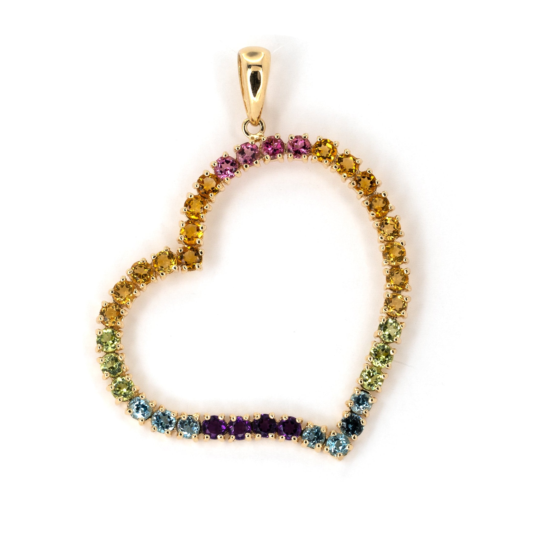 Yellow Gold Colorful Heart Pendant