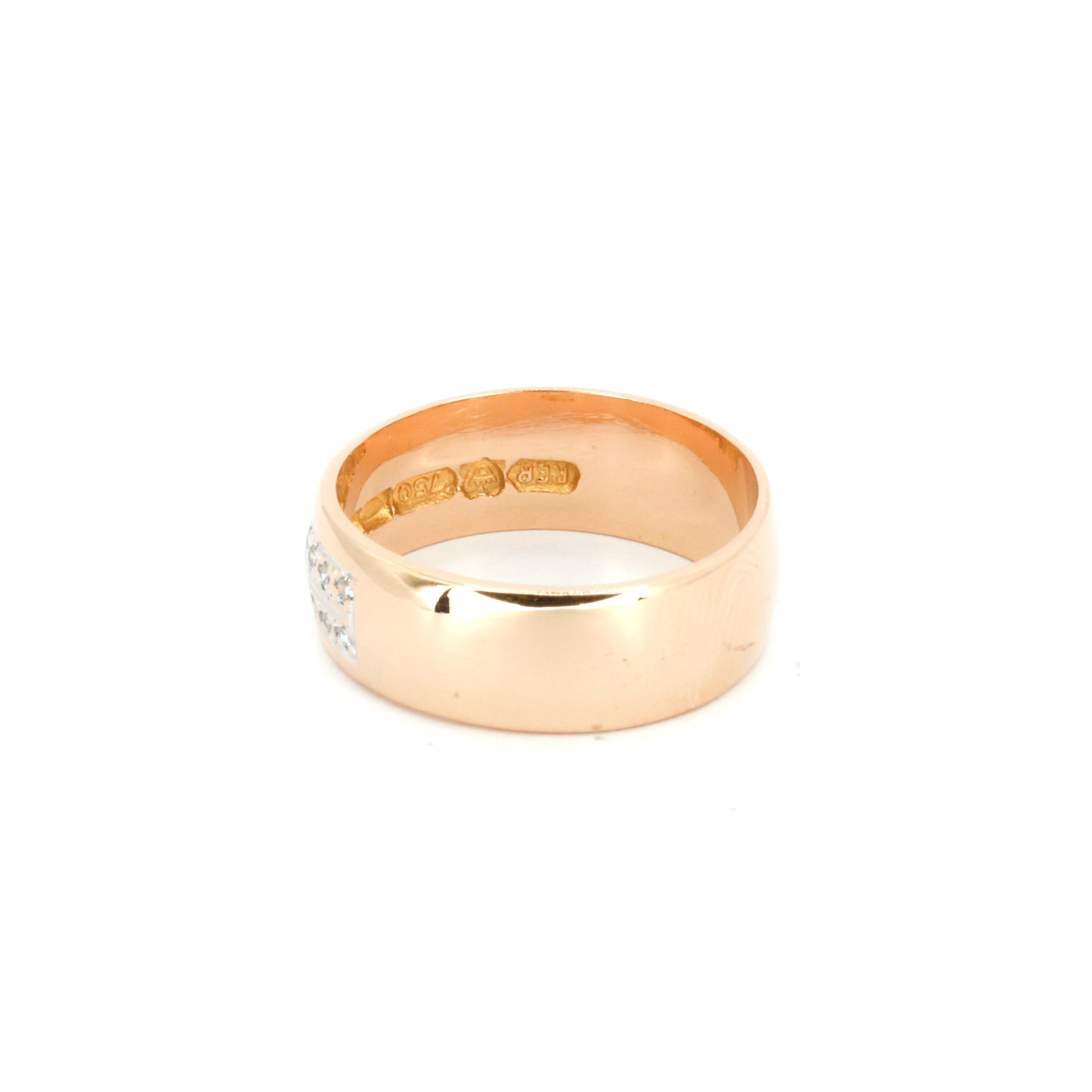 Wide Gold Band Ring with Diamond Detail
