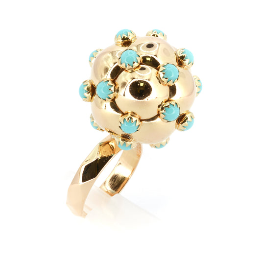 XL Kalevala Turquoise Globe Gold Ring