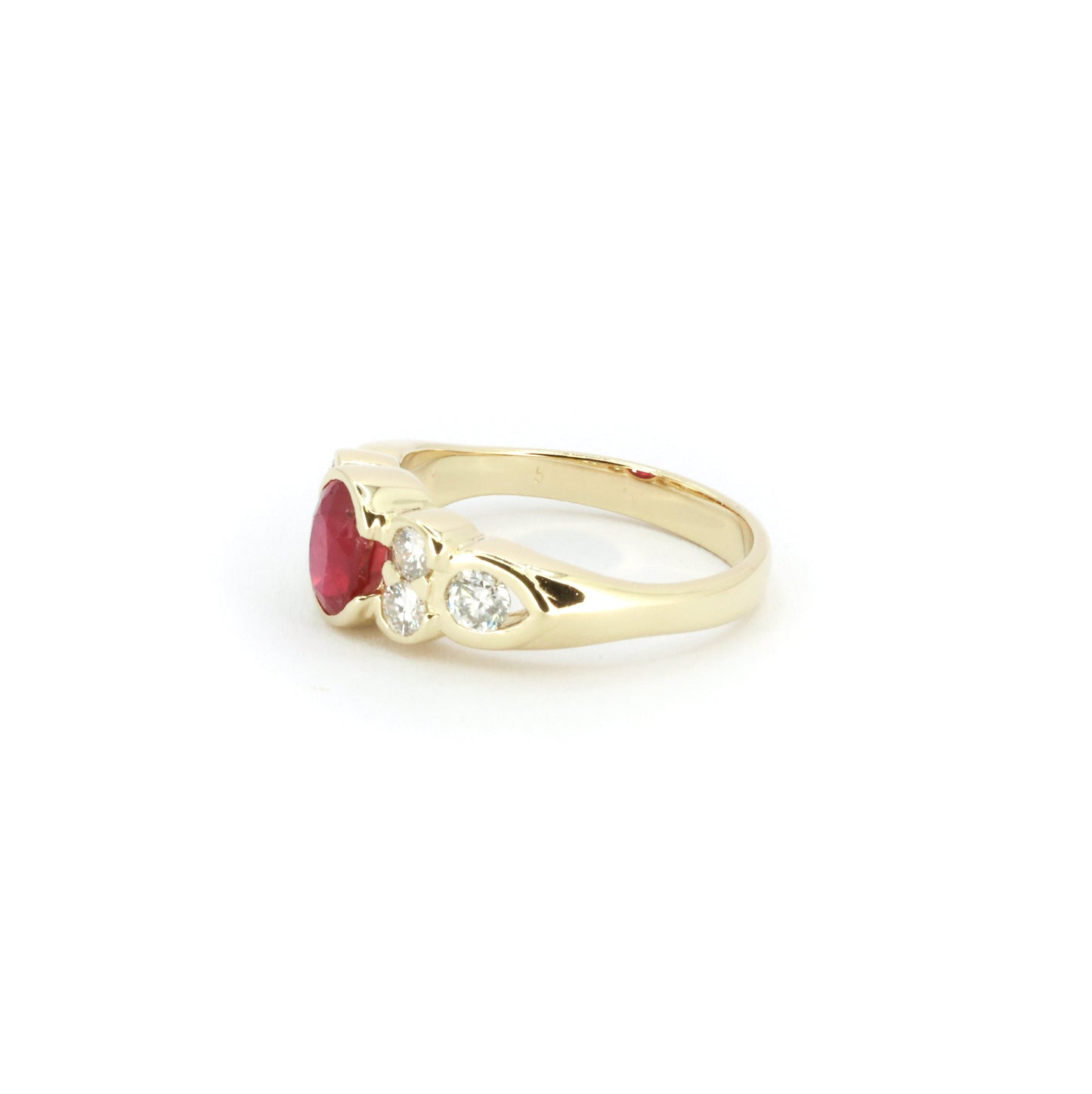 Ruby & Diamond Bezel Gold Ring