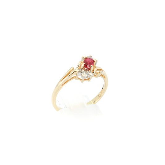 Vintage Glided Age Era Ruby & Diamond Ring