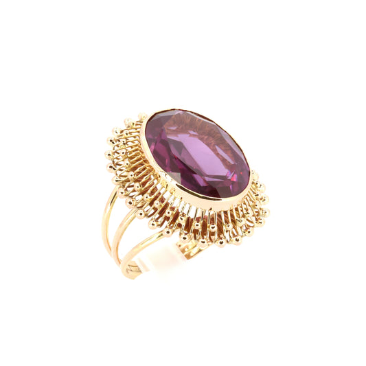 XL Purple Vintage Cocktail Gold Ring