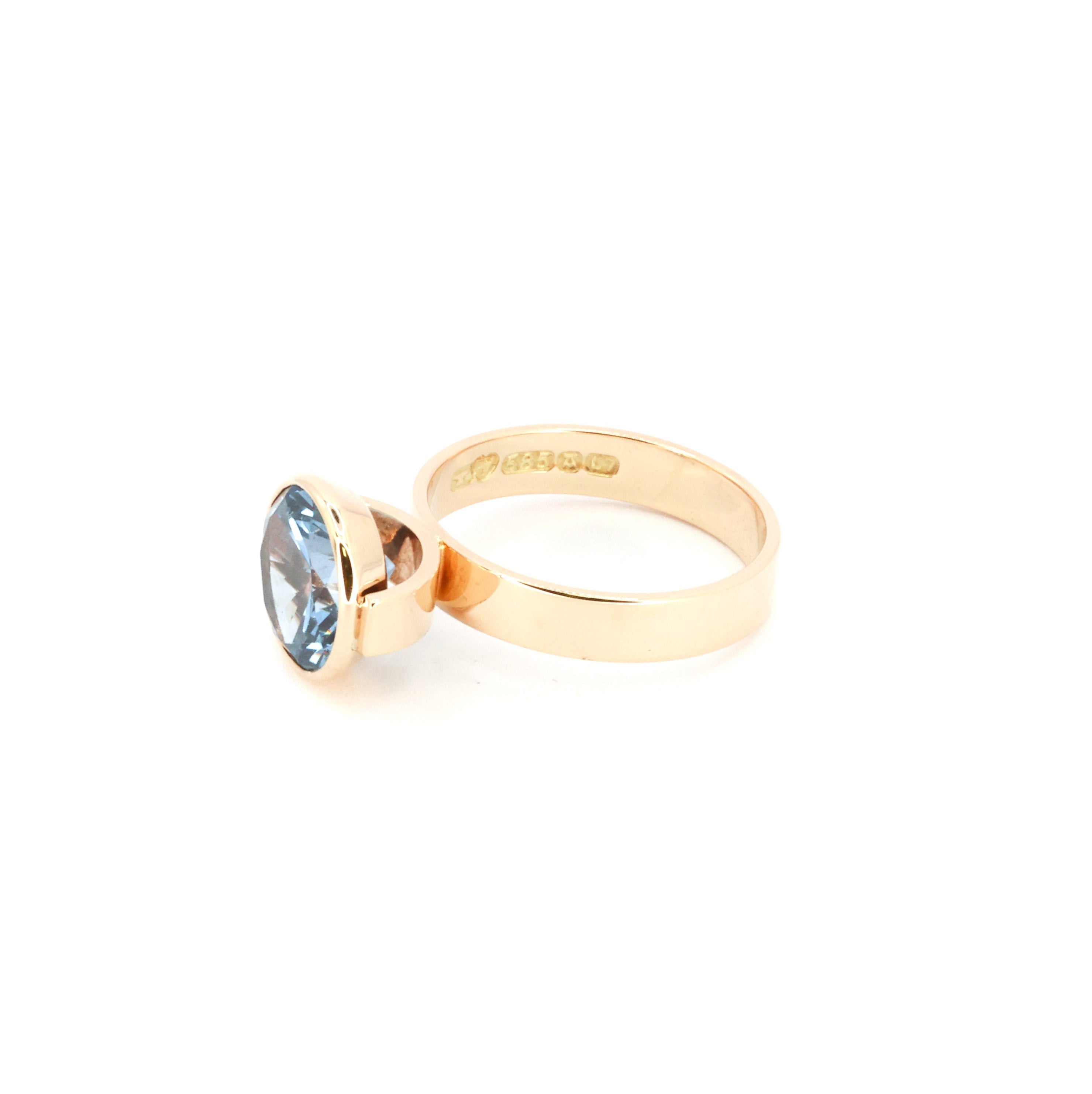 Bezel Set Sky Blue Gold Ring