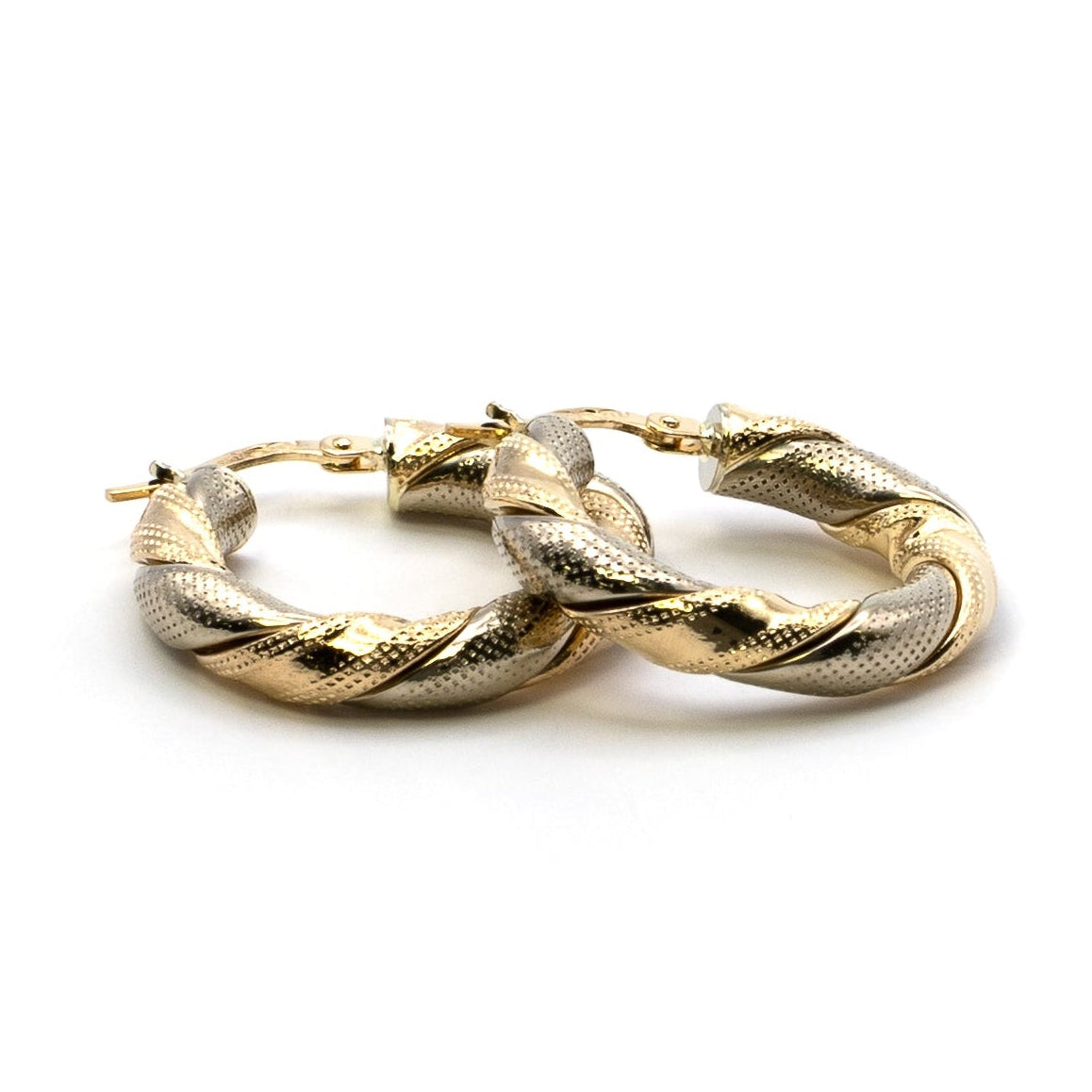 Bi-colour Twisted Hoop Earrings