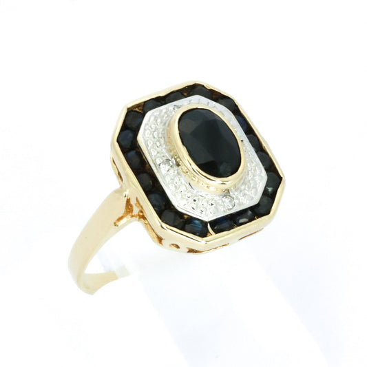 Sapphire & Diamond Art Deco Ring