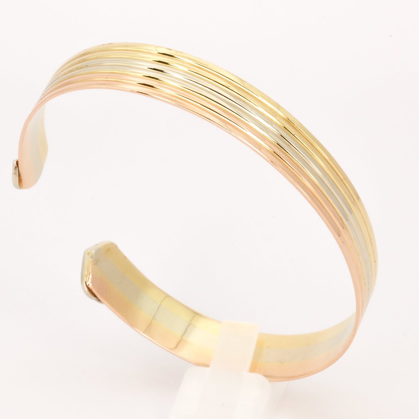 Chunky Tri-Colour Gold Bangle