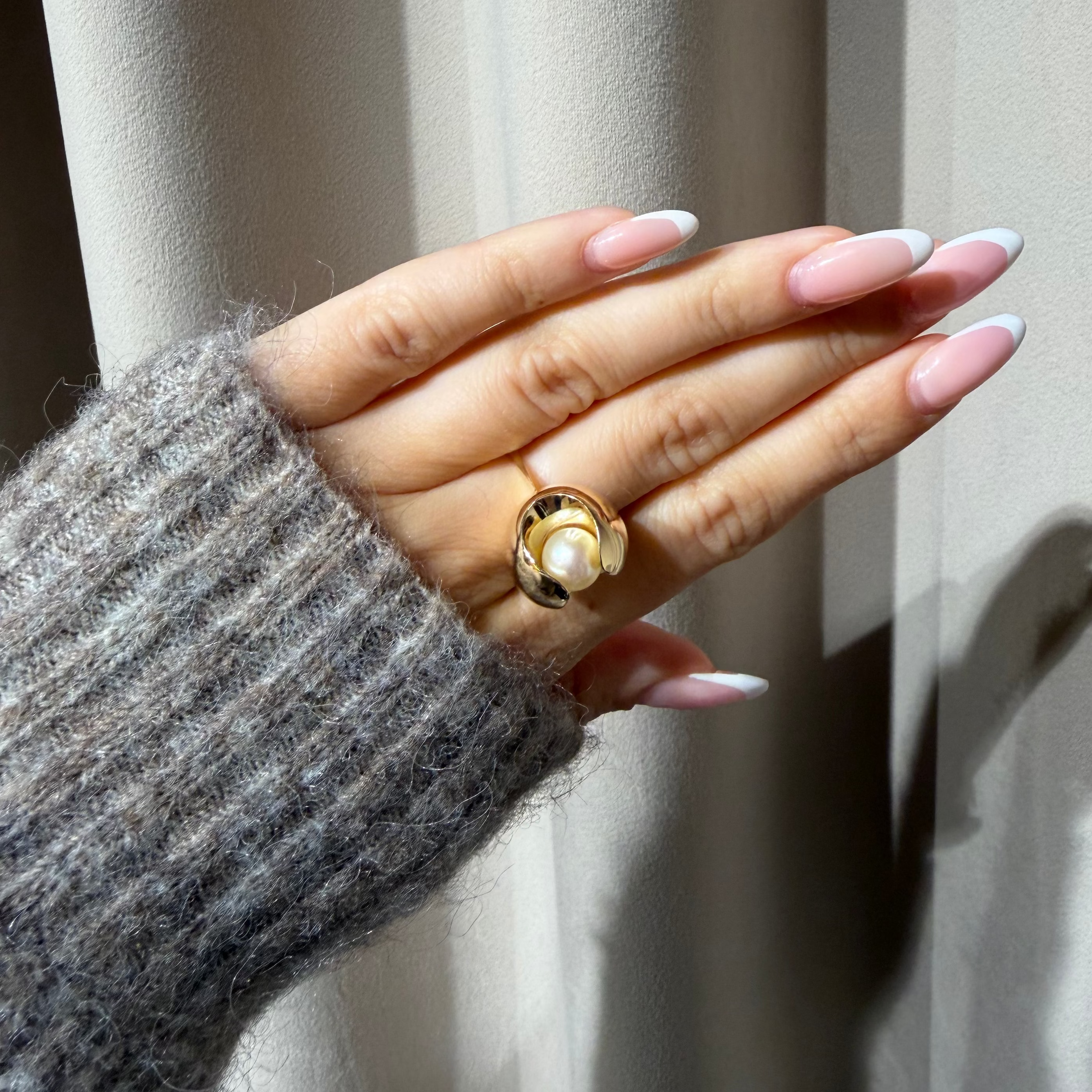 Yellow Gold Pearl Cocktail Ring