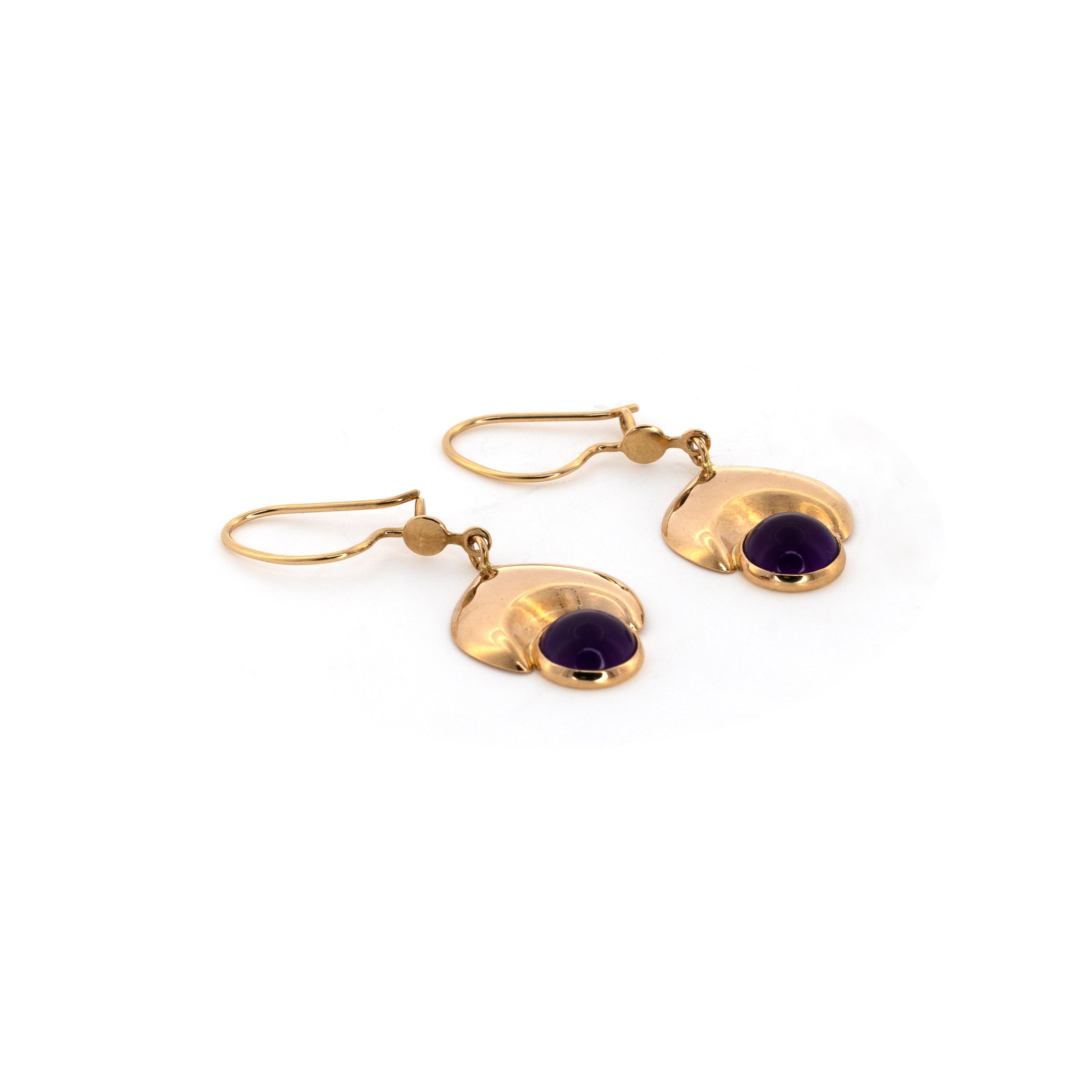 Yellow Gold Amethyst Earrings