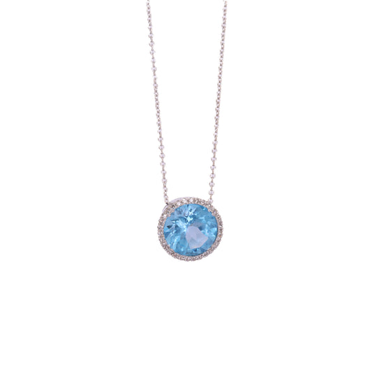 Blue Topaz & Diamond White Gold Necklace