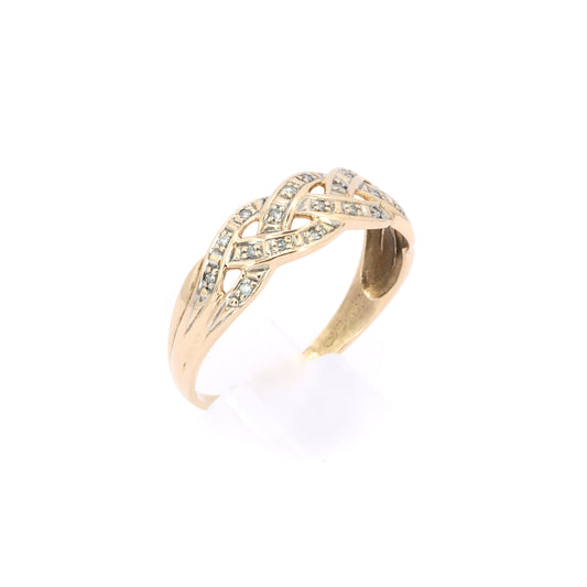 Diamond Gold Braided Ring