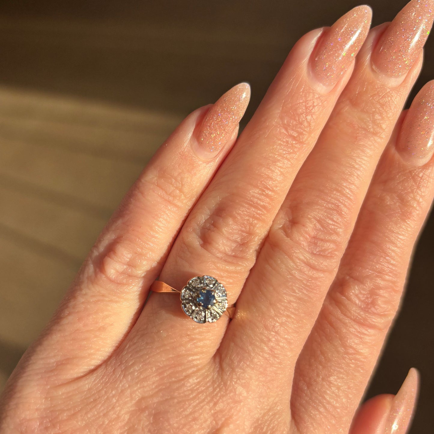 Vintage Sapphire & Diamond Gold Ring