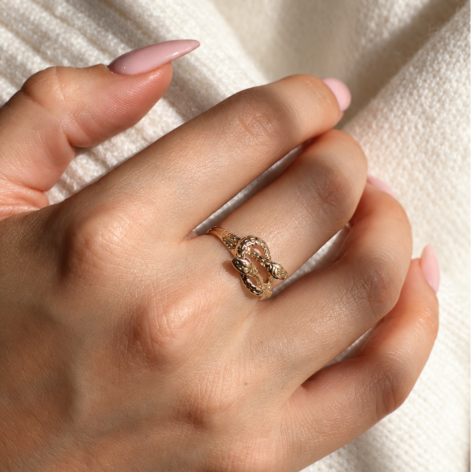 Yellow Gold Double Snake Ring