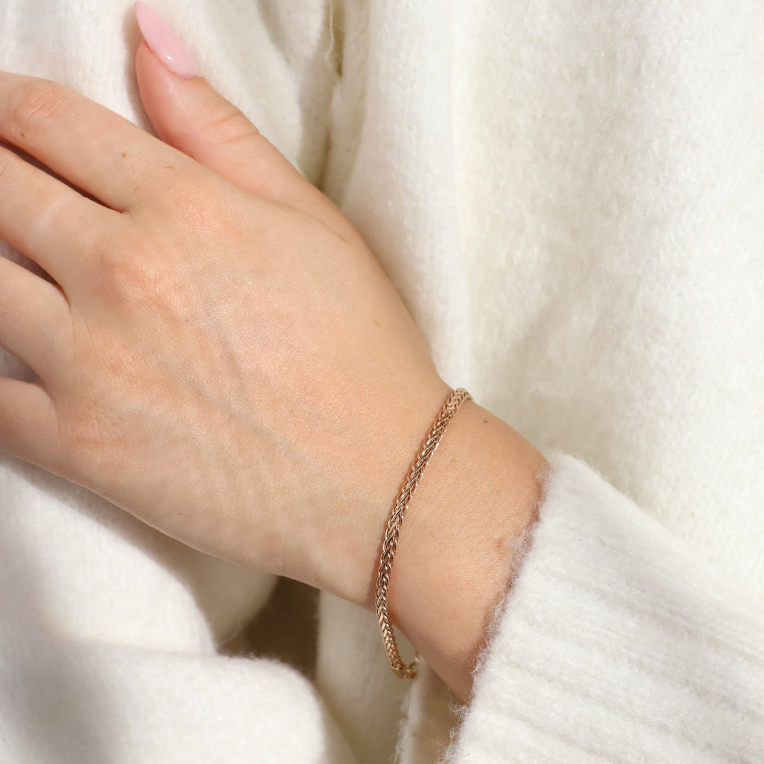 Yellow Gold Wheat Chain Bracelet
