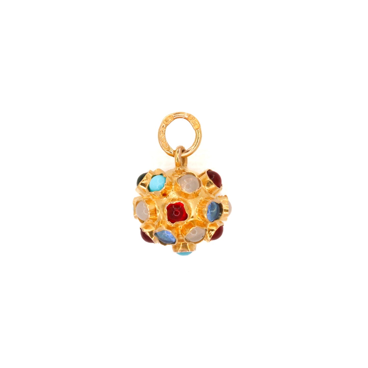 Multi-gem Disco Ball Gold Pendant