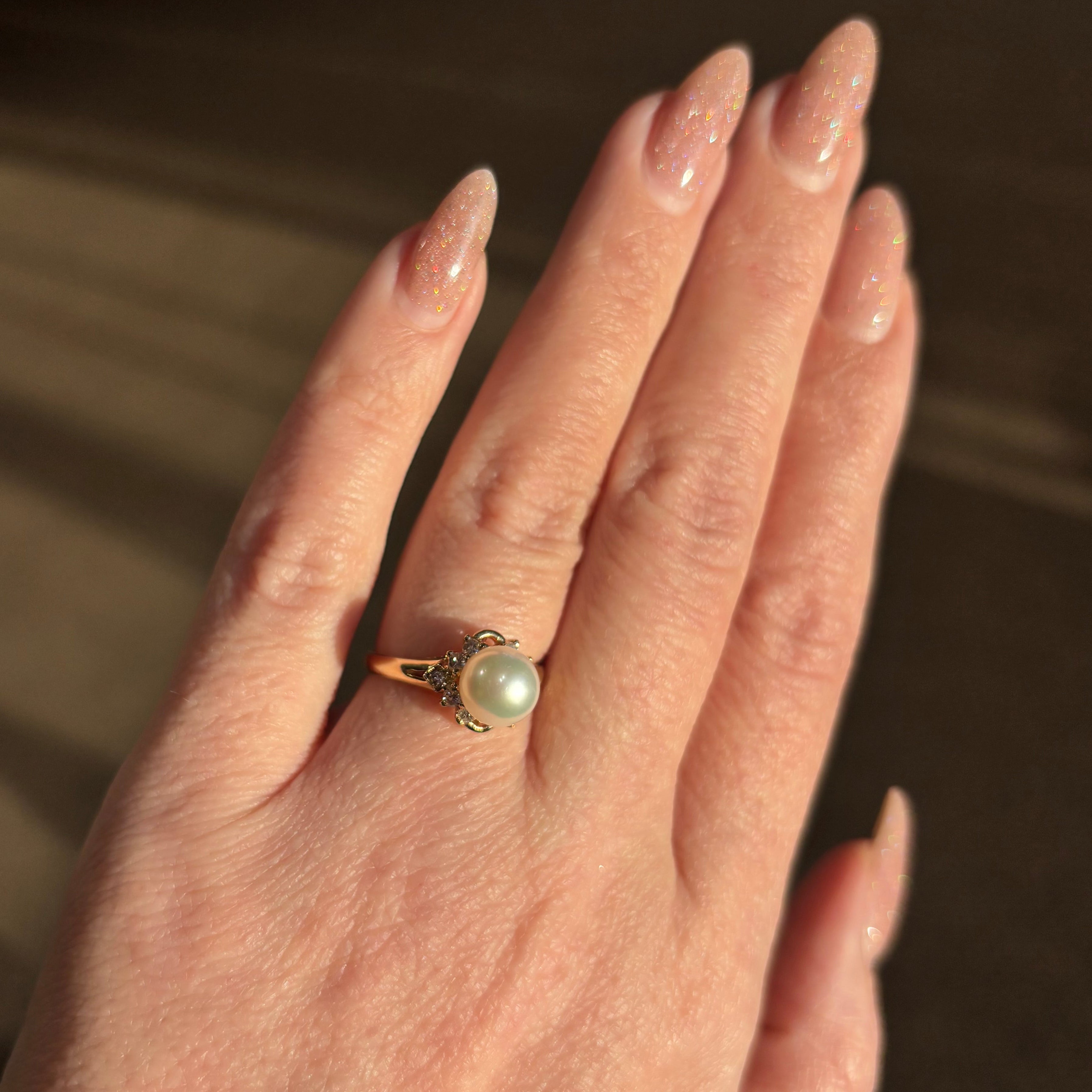 Pearl and Diamond Gold Ring