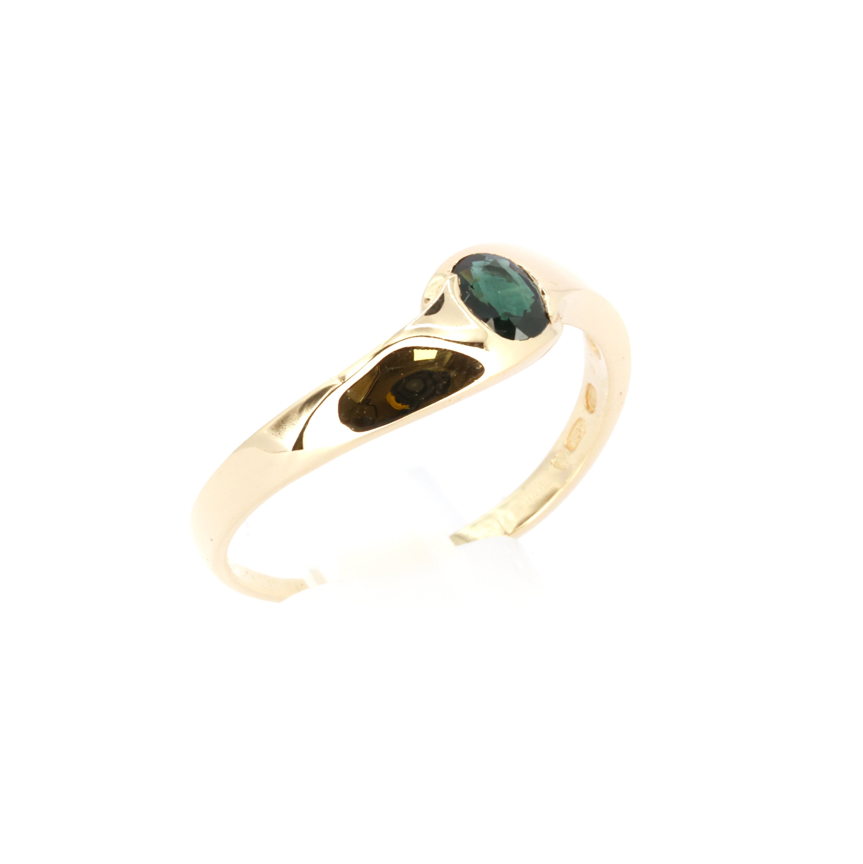 Gold Wave Blue Sapphire Ring