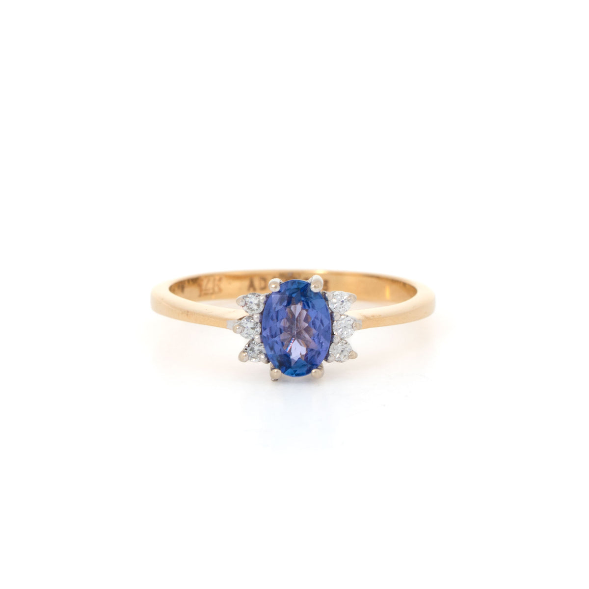 Yellow Gold Tanzanite with Diamond Ring