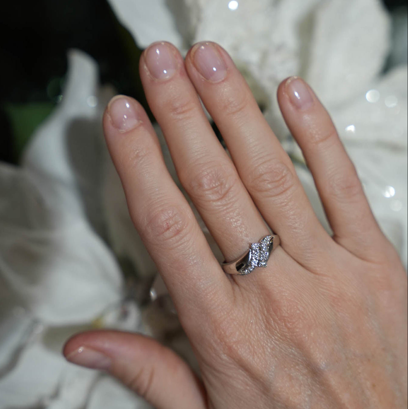 Diamond White Gold Bypass Ring