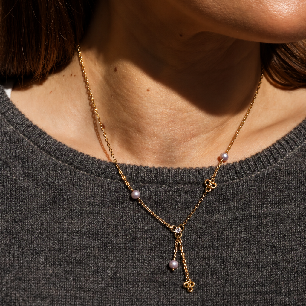 Pandora Yellow Gold Pearl Necklace