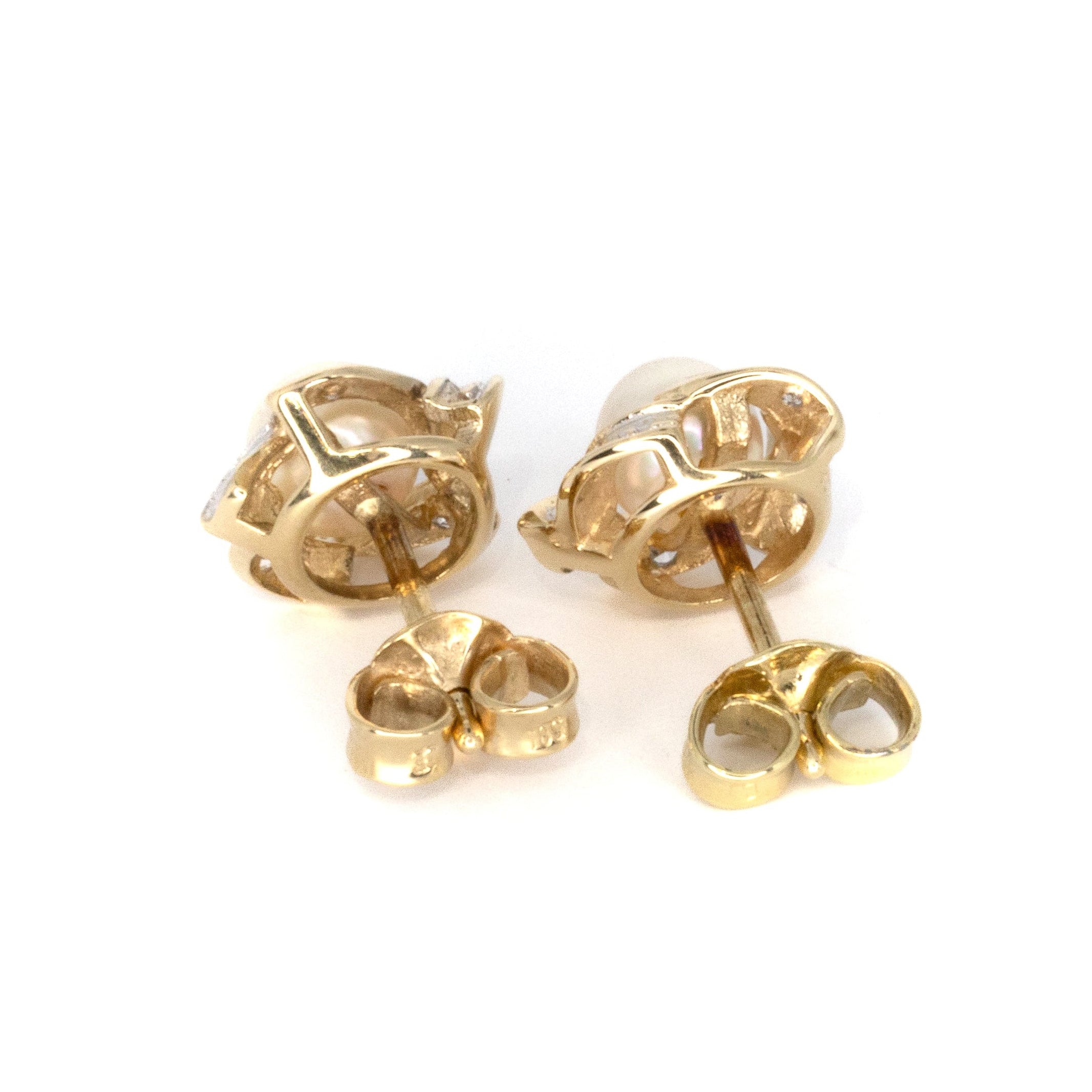 Pearl & Diamond Stud Earrings
