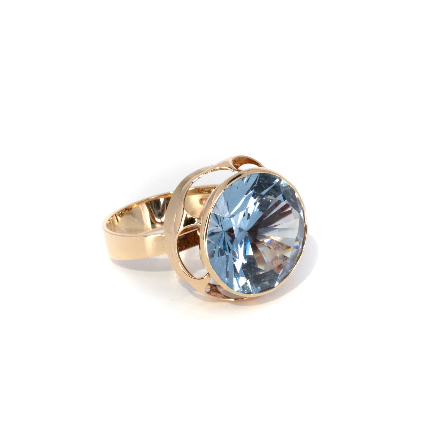 Baby Blue Vintage Cocktail Gold Ring