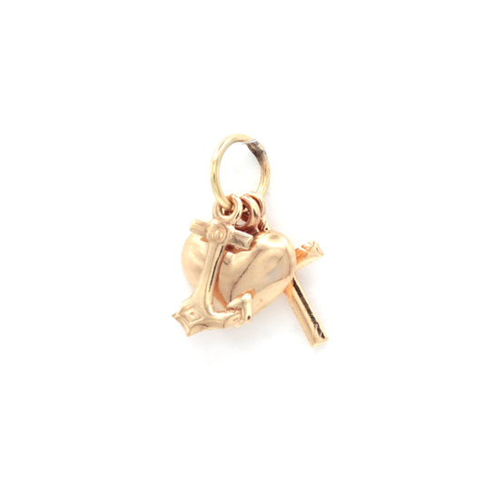 Heart & Cross Gold Charm Pendant