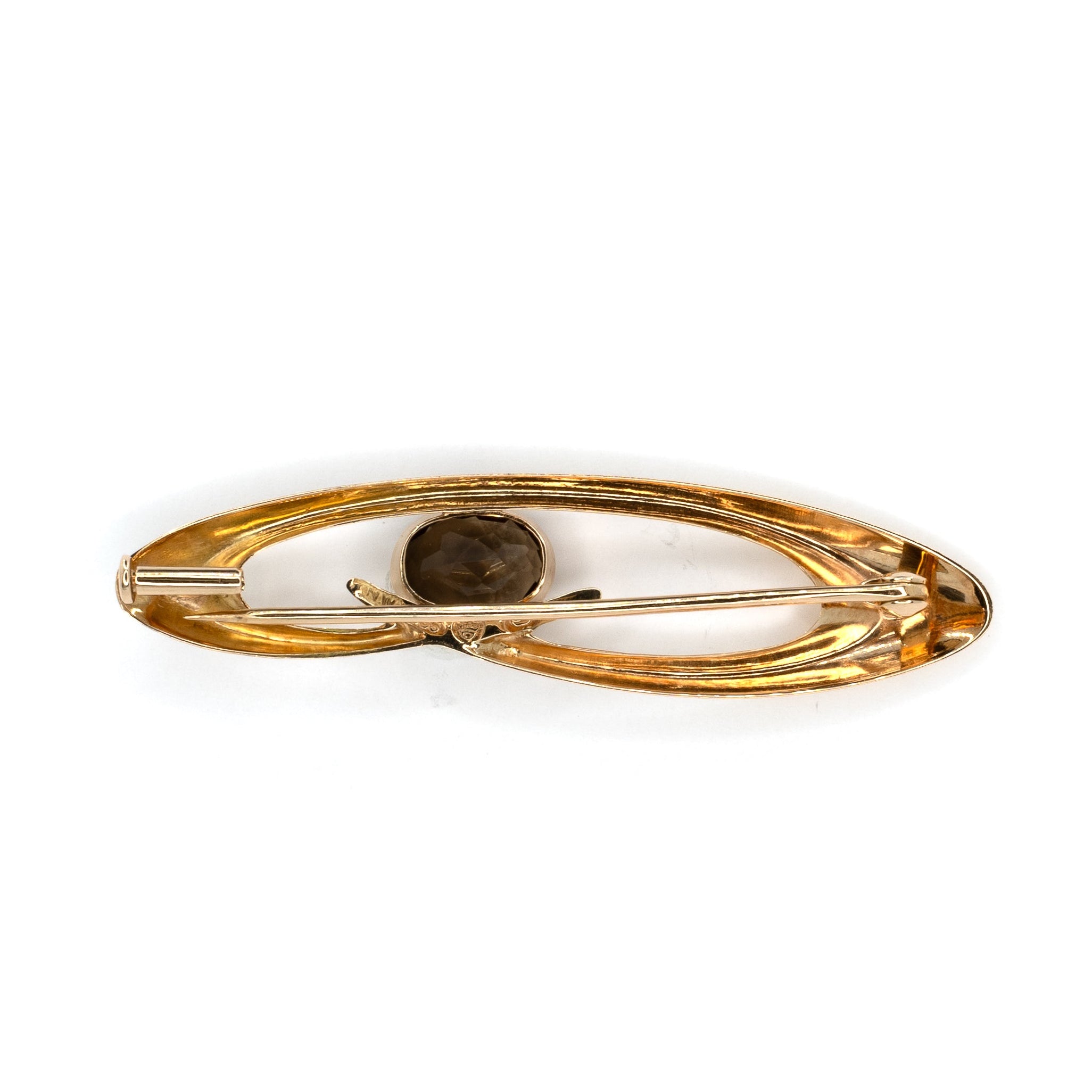 Vintage Elongated Oval Gem Brooch
