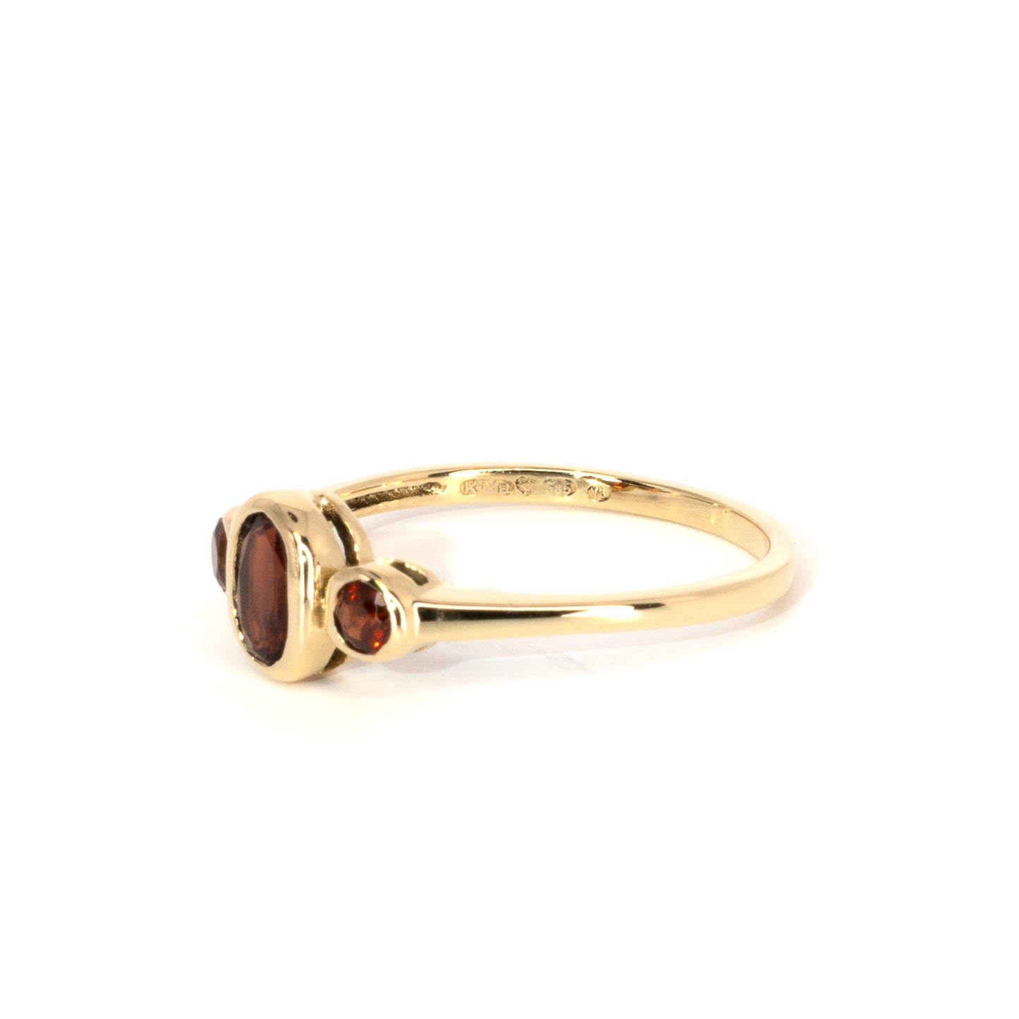 Bezel Set Three Gem Gold Ring