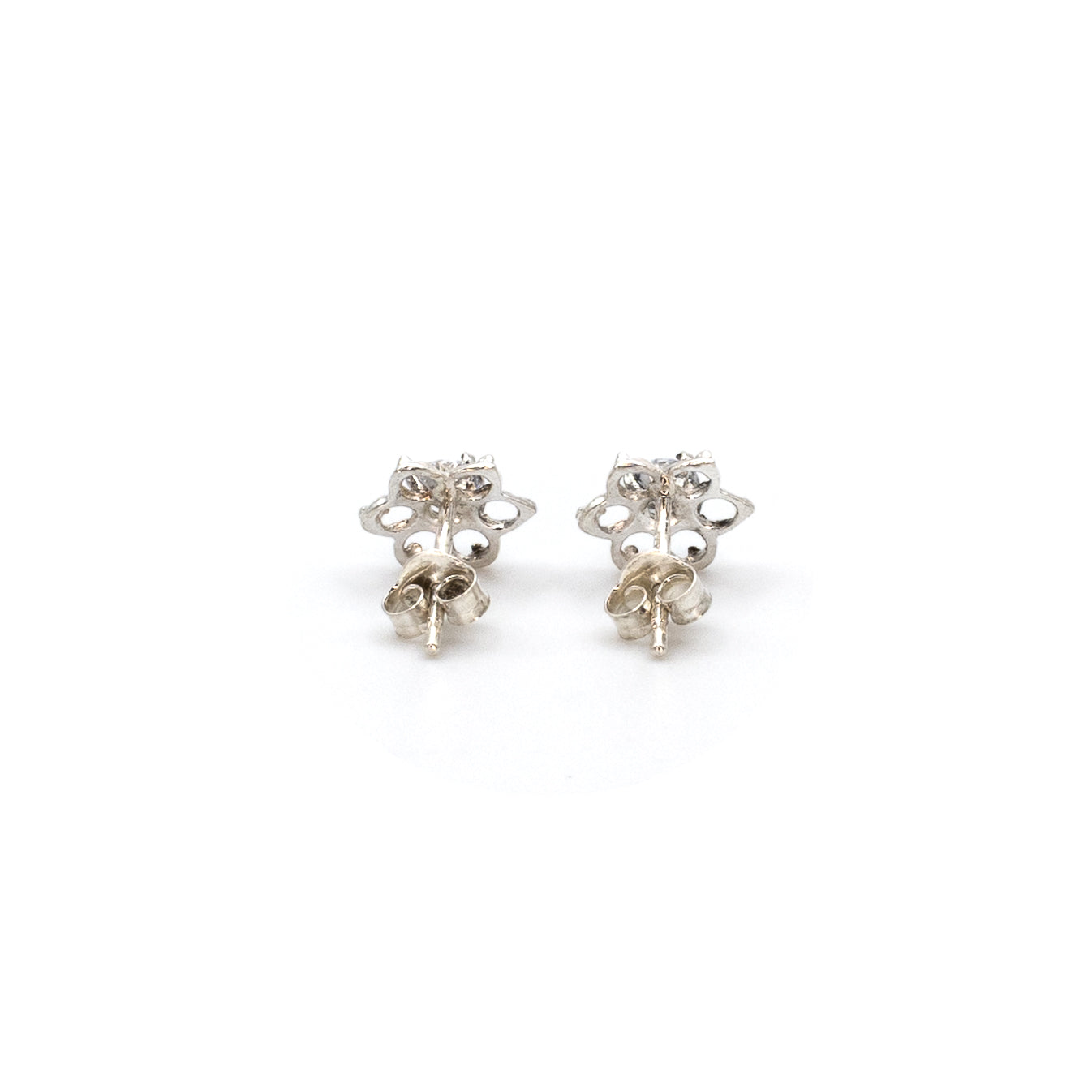 Silver Stud Flower Earrings