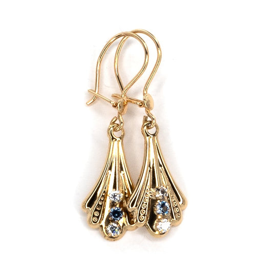 Drop Fan Gold Earrings