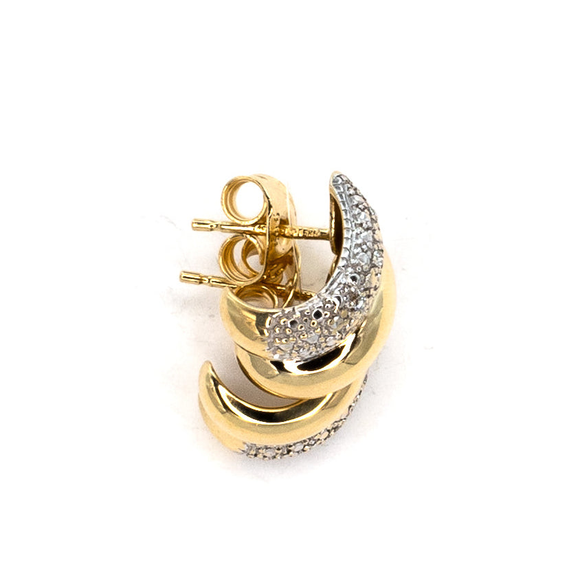 Bi-colour Large Huggie Earrings with Diamonds