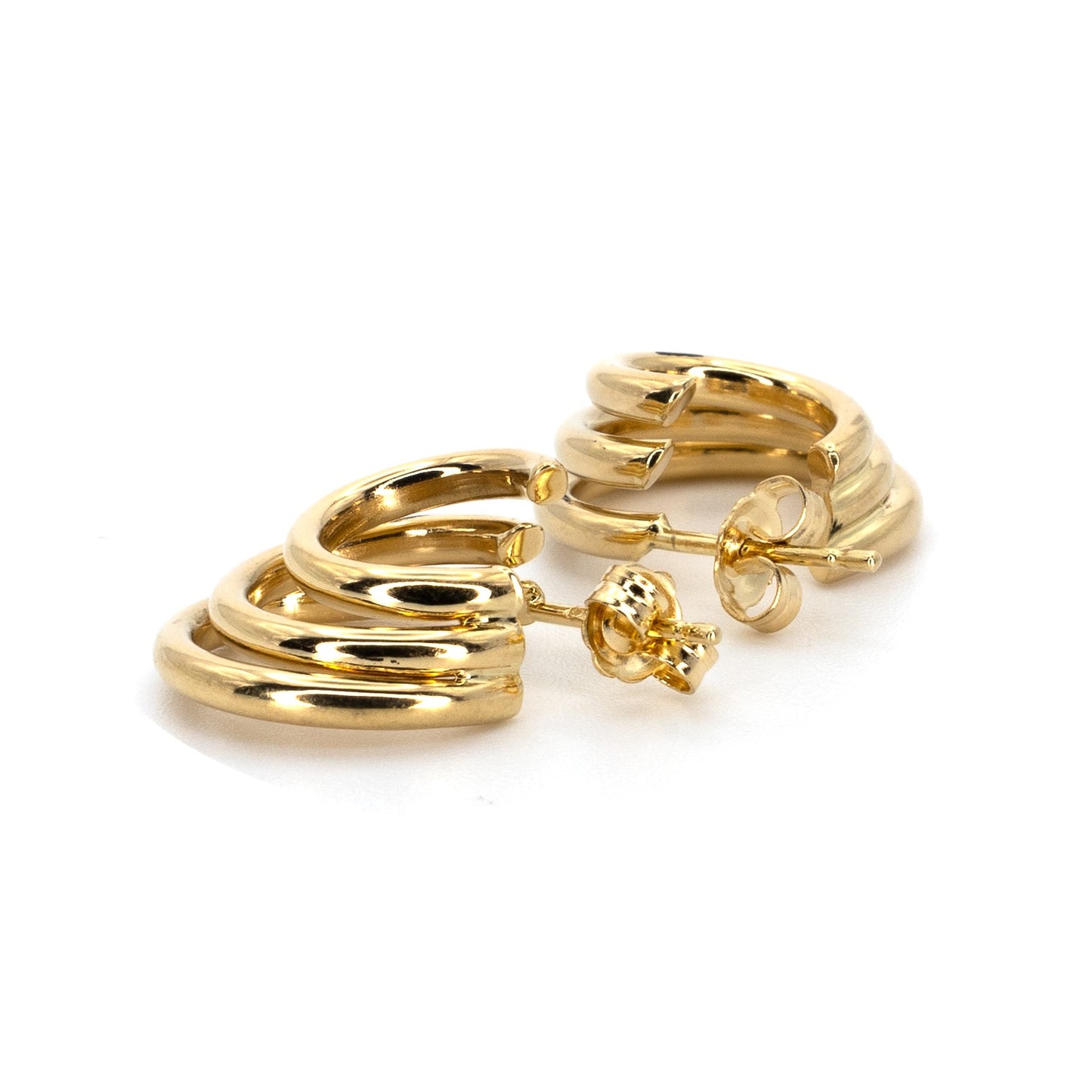 Three Ring Gold Hoops