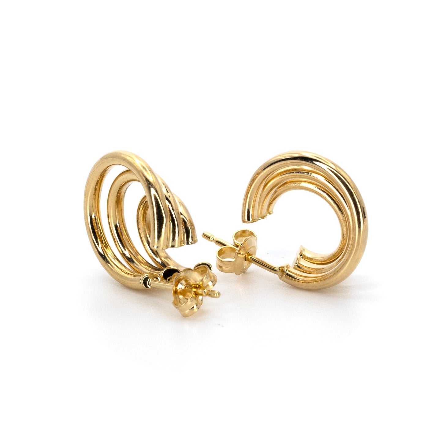 Three Ring Gold Hoops