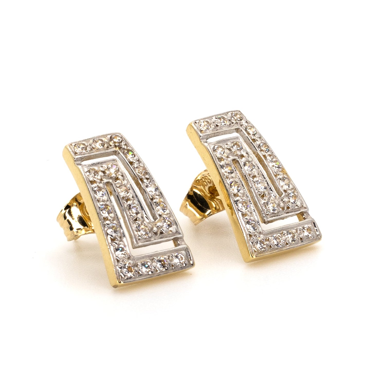 Diamond and Gold Aztec style Earrings