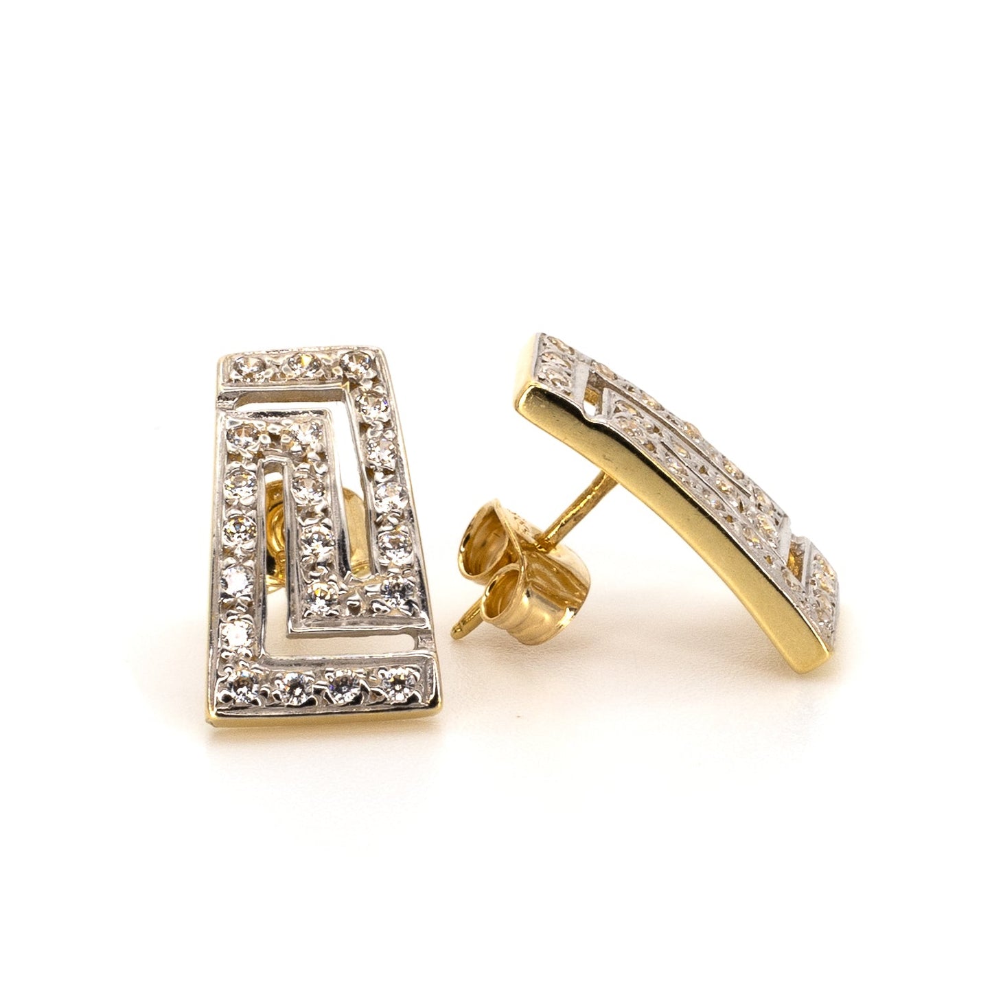 Aztec style Diamond and Gold Earrings